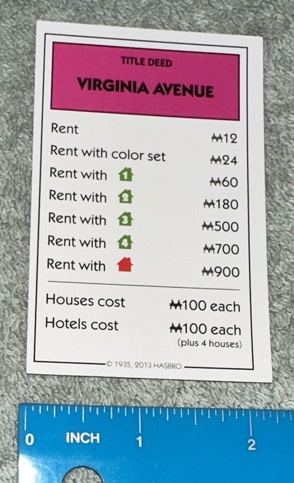 2014 Monopoly Replacement - 3 Purple Property Cards