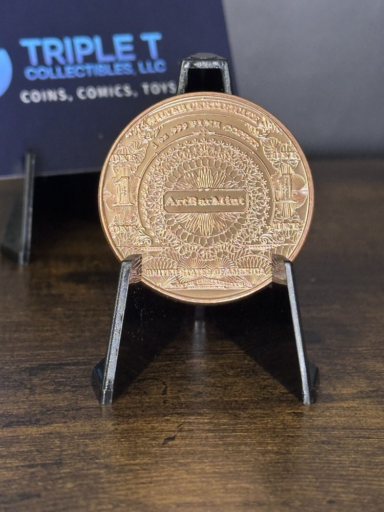 1 oz Copper Round - $1 Black Eagle Note
