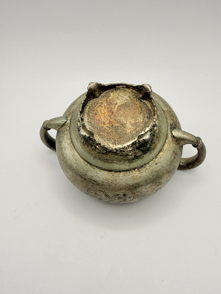Vintage Silver-Plated Double Handle Sugar Bowl | Classical Floral Design