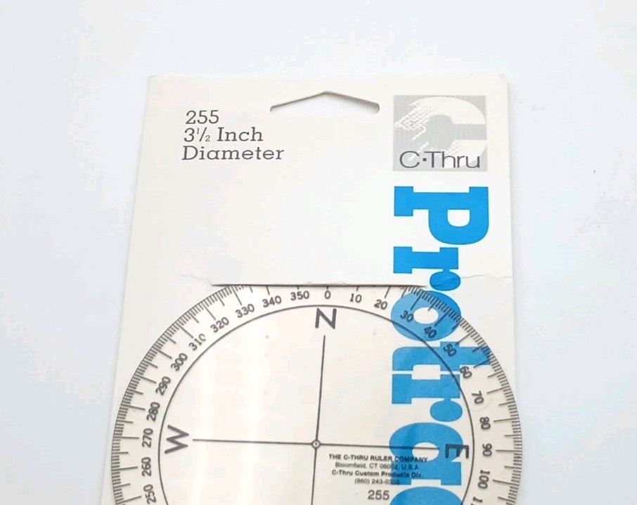 Protractor #255 C-Thru Ruler Co 3-1/2" Diameter