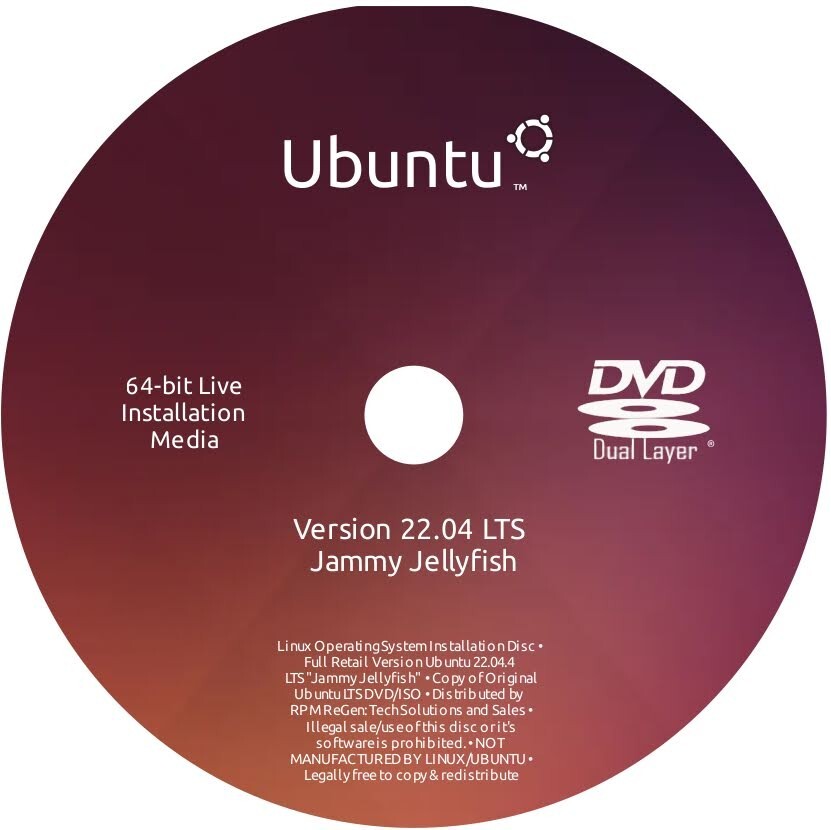 Ubuntu 22.04 Long Term Support Installation Disc: BOOTABLE LINUX JAMMY JELLYFISH