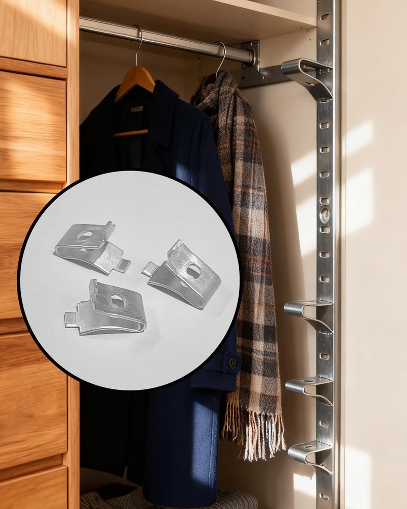14 PCS Shelf Clips Adjustable Brackets Heavy Duty Wire Rack Lock Silver