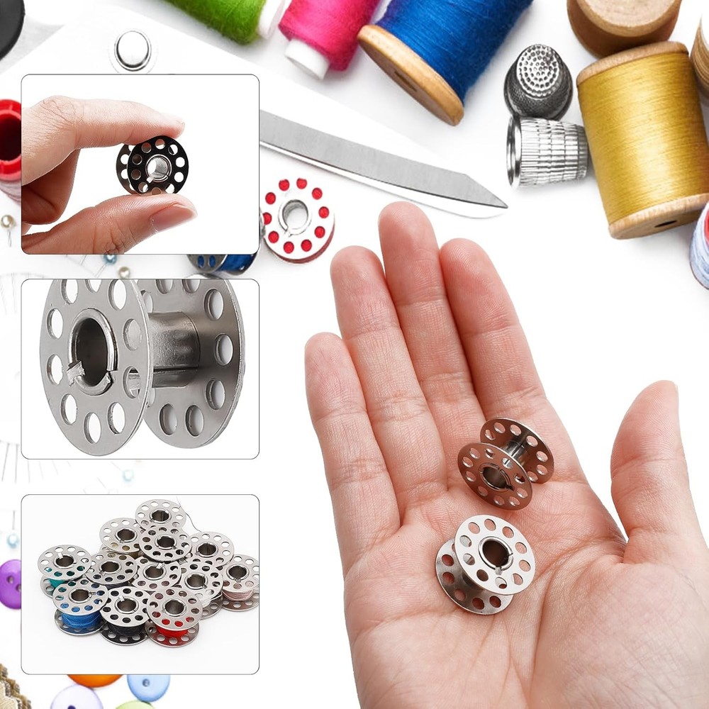 Metal Bobbins for Sewing Machine, Universal Sewing Bobbins, Compatible with Sing