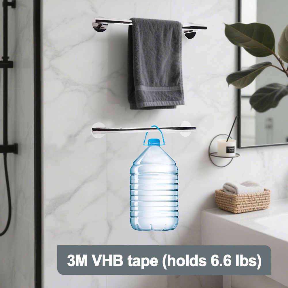 Adhesive Command Strip Towel Rack for Bathroom,16" Chrome Rustproof Towel Hol...