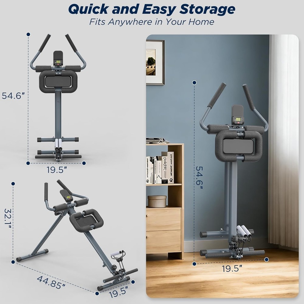4-in-1 Rowing Machine, Ab Machine – Foldable Full Body Workout Equipment with...