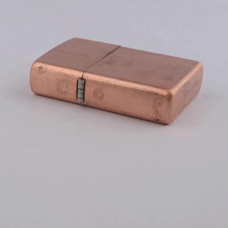 Copper Lighter Shell for Zippo – Thickened Flat Head Case, White Copper Hinge