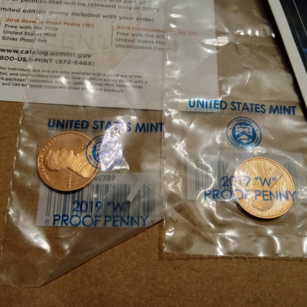TWO 2019- W PROOF LINCOLN CENTS * 2 REGULAR PROOFS * 2 COINS