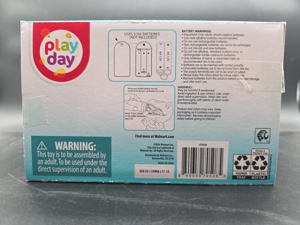 Play Day Bump N Go Bubble Blue Dinosaur