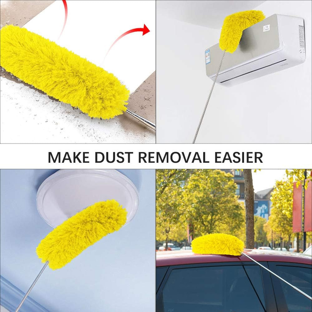 Microfiber Feather Duster Extendable Cobweb Duster with 100 Inches Extra Long Po