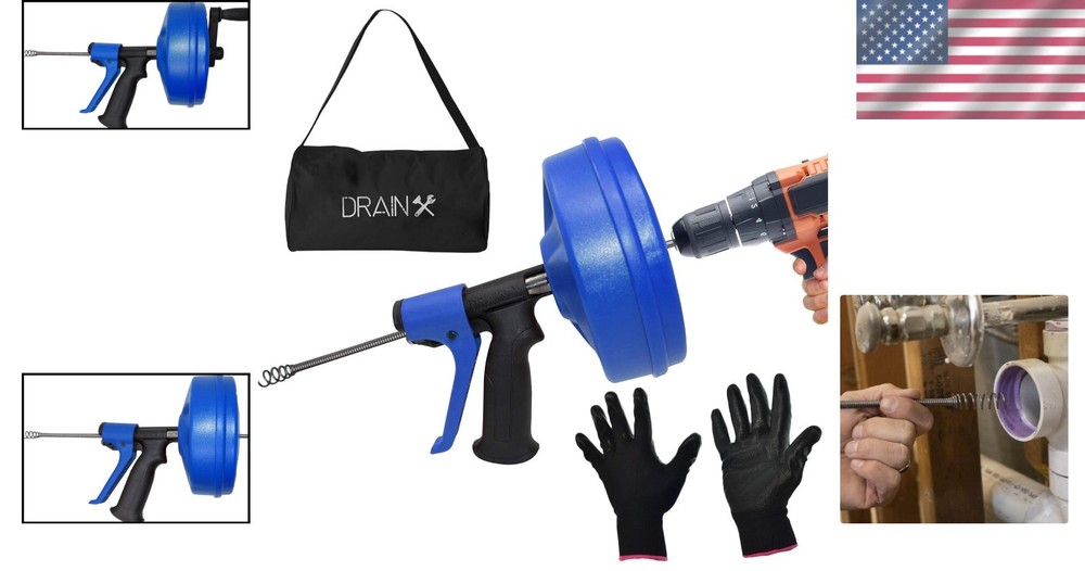 SPINFEED 35FT Drain Snake Auger: Automatic Extend & Retract for Quick Solutions