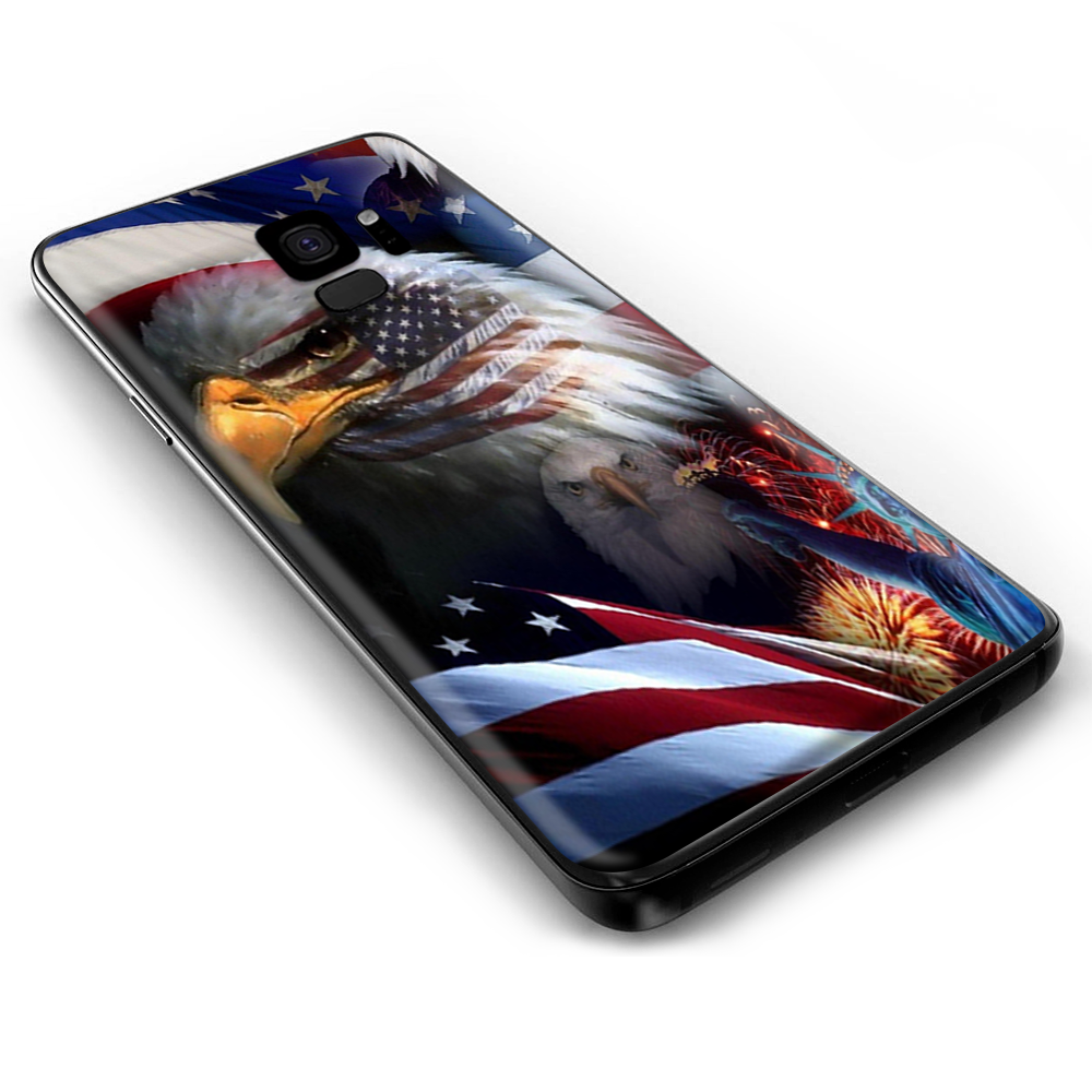 Samsung Galaxy S9 Skins Wrap - USA Bald Eagle in Flag