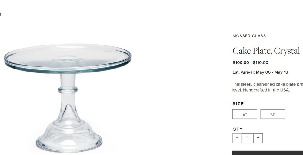 Mosser Clear Glass Pedestal Cake Plate Platter
