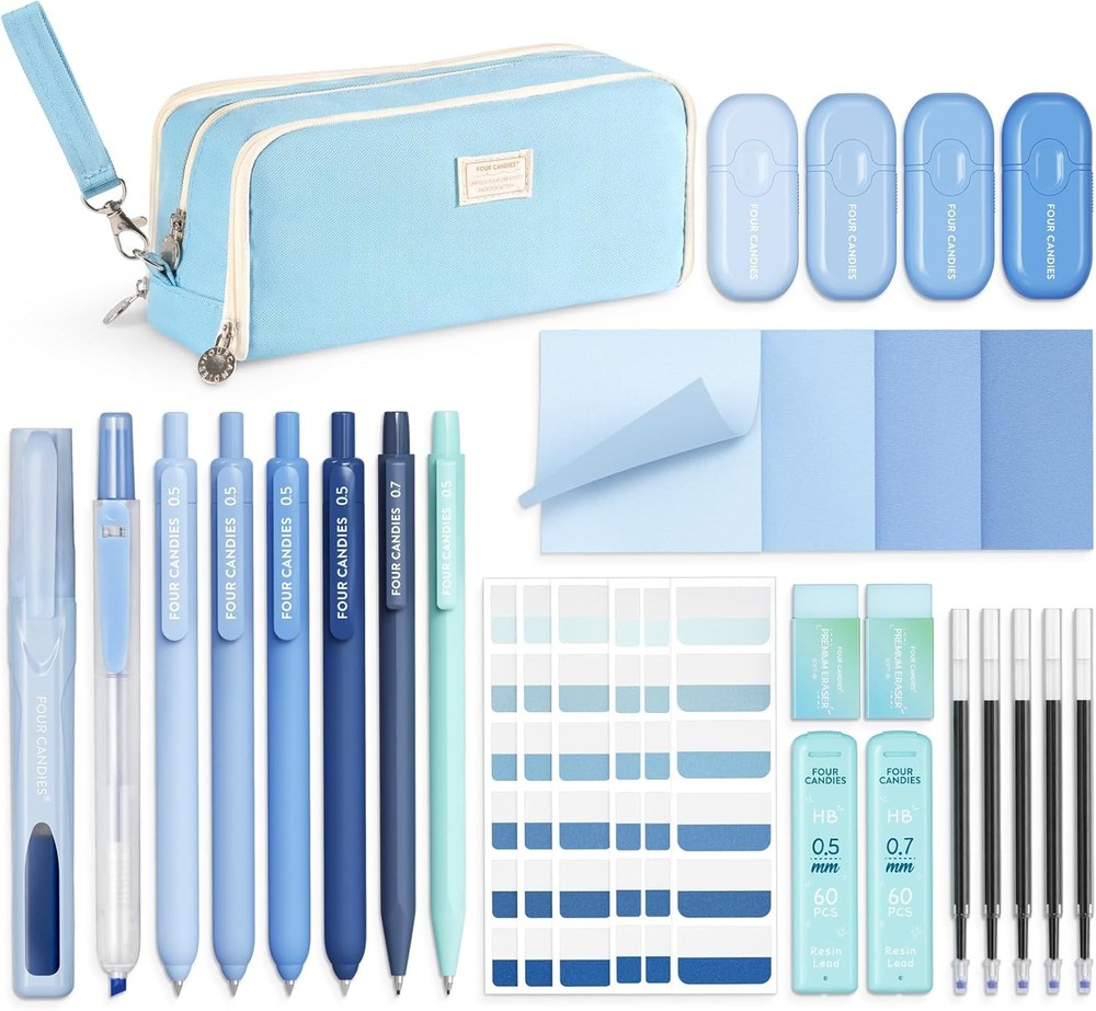 Blue School Supplies, l Pens with Bla Ink, Correct