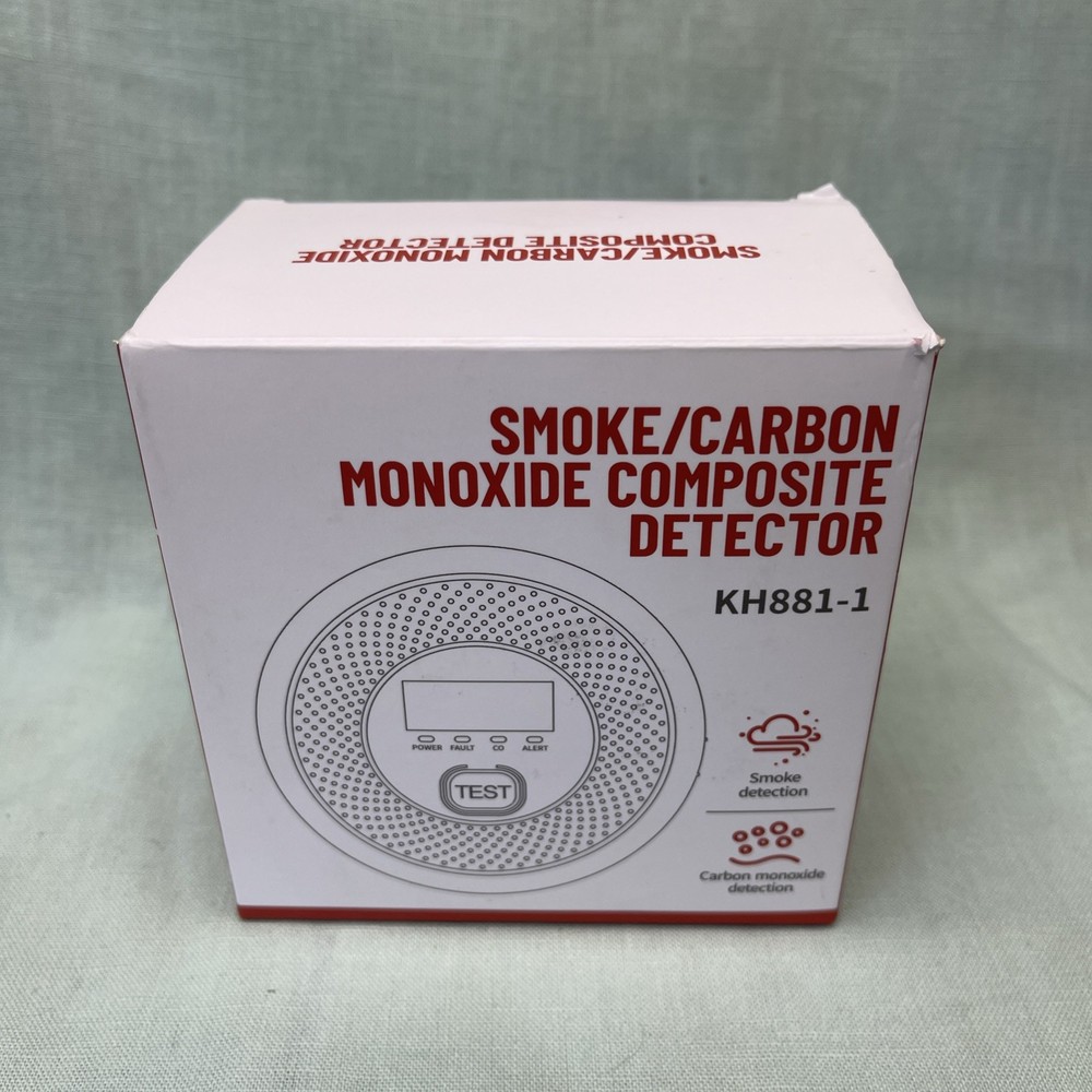 Smoke Carbon Monoxide Composite Detector KH881-1 Alarm Sensor 2 Pack White