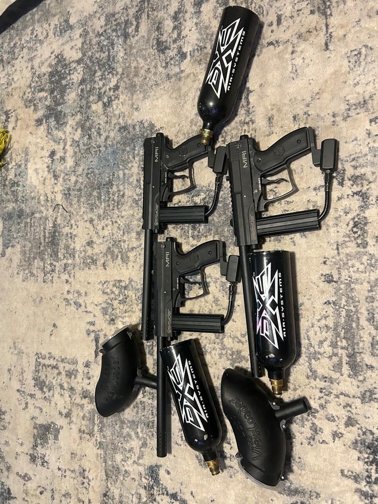 paintball guns and pods