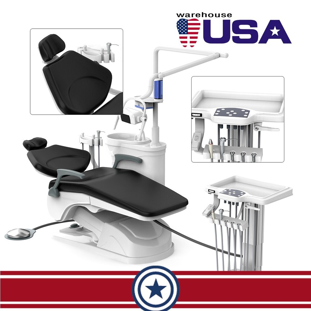 Dental Unit Chair Computer Controlled DC Motor Ceramic spittoon +Doctor Stool US