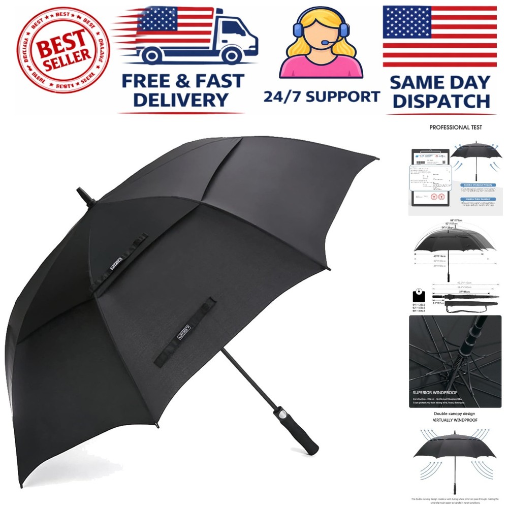 Elegant Automatic Open Golf Umbrella - 62-Inch Windproof & Waterproof