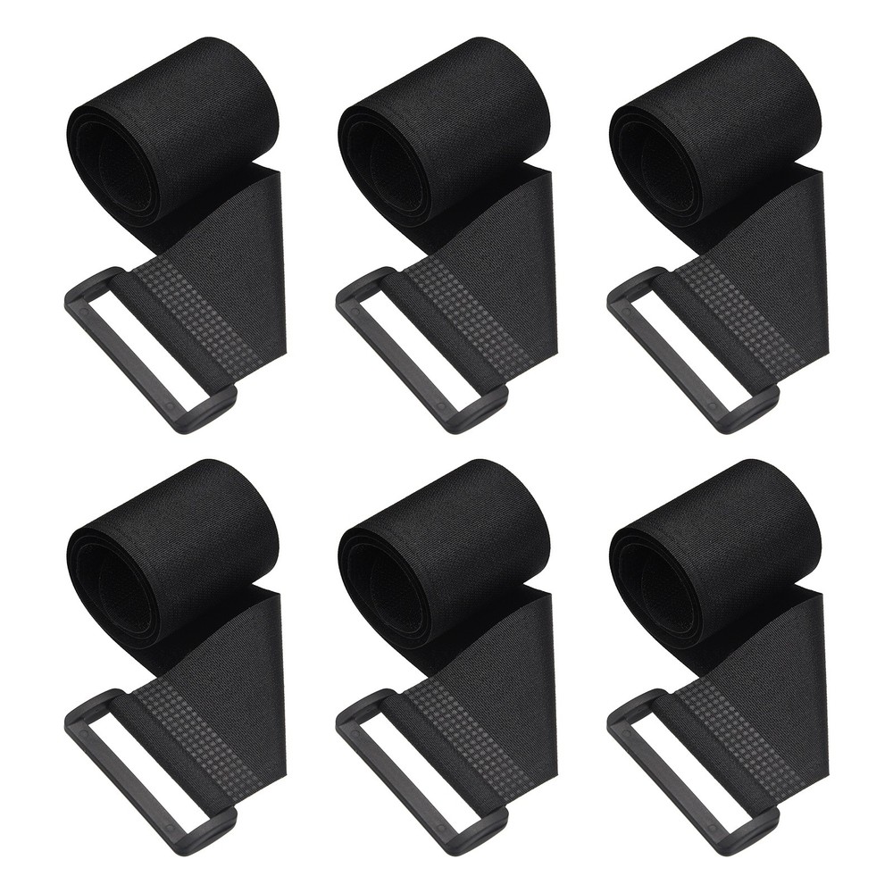 6pcs Reusable Cinch Straps 2"x11.8" Hook and Loop Cable Securing Straps, Black