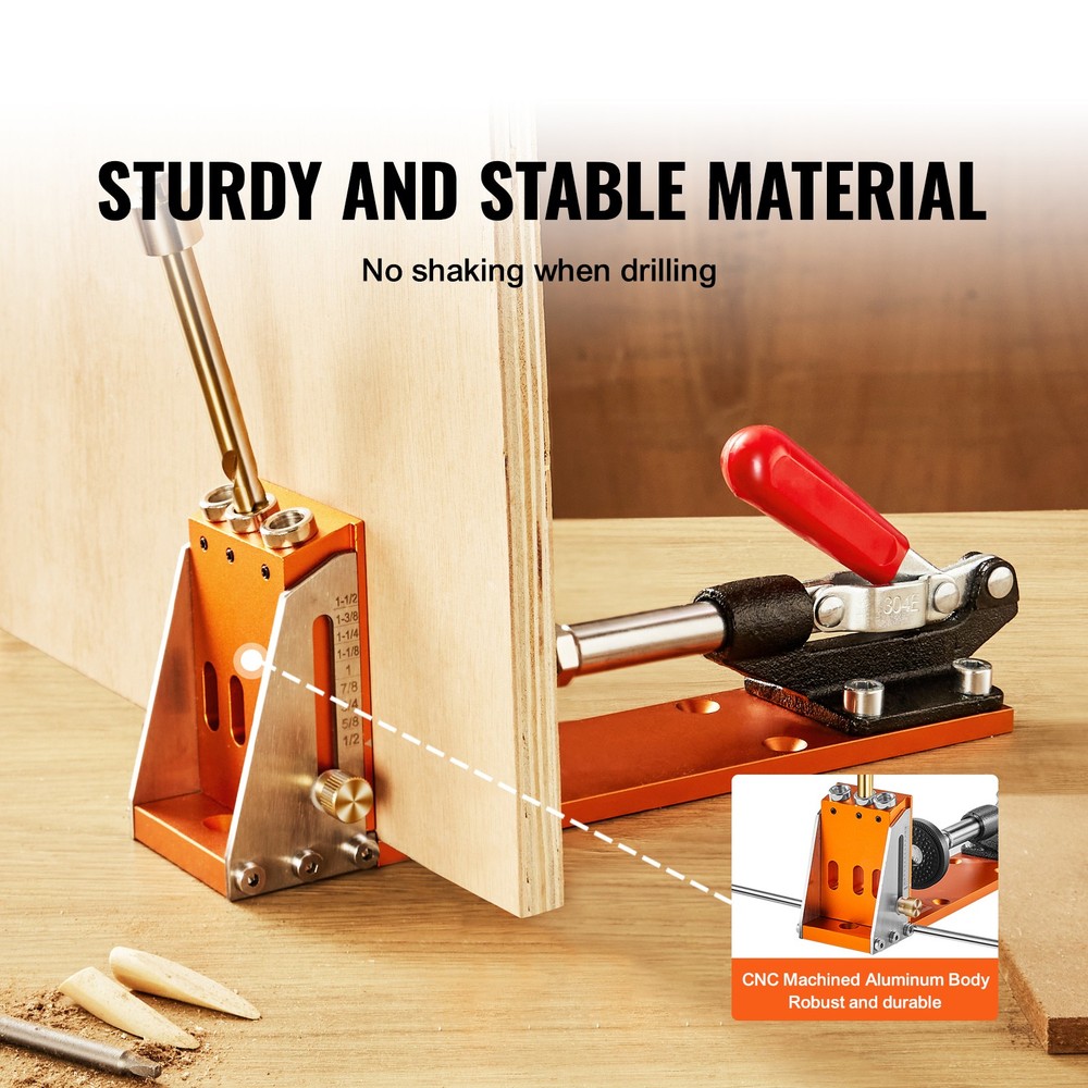 Pocket Hole Jig Kit Carpentry Joinery Woodworking System Adjustable Depth