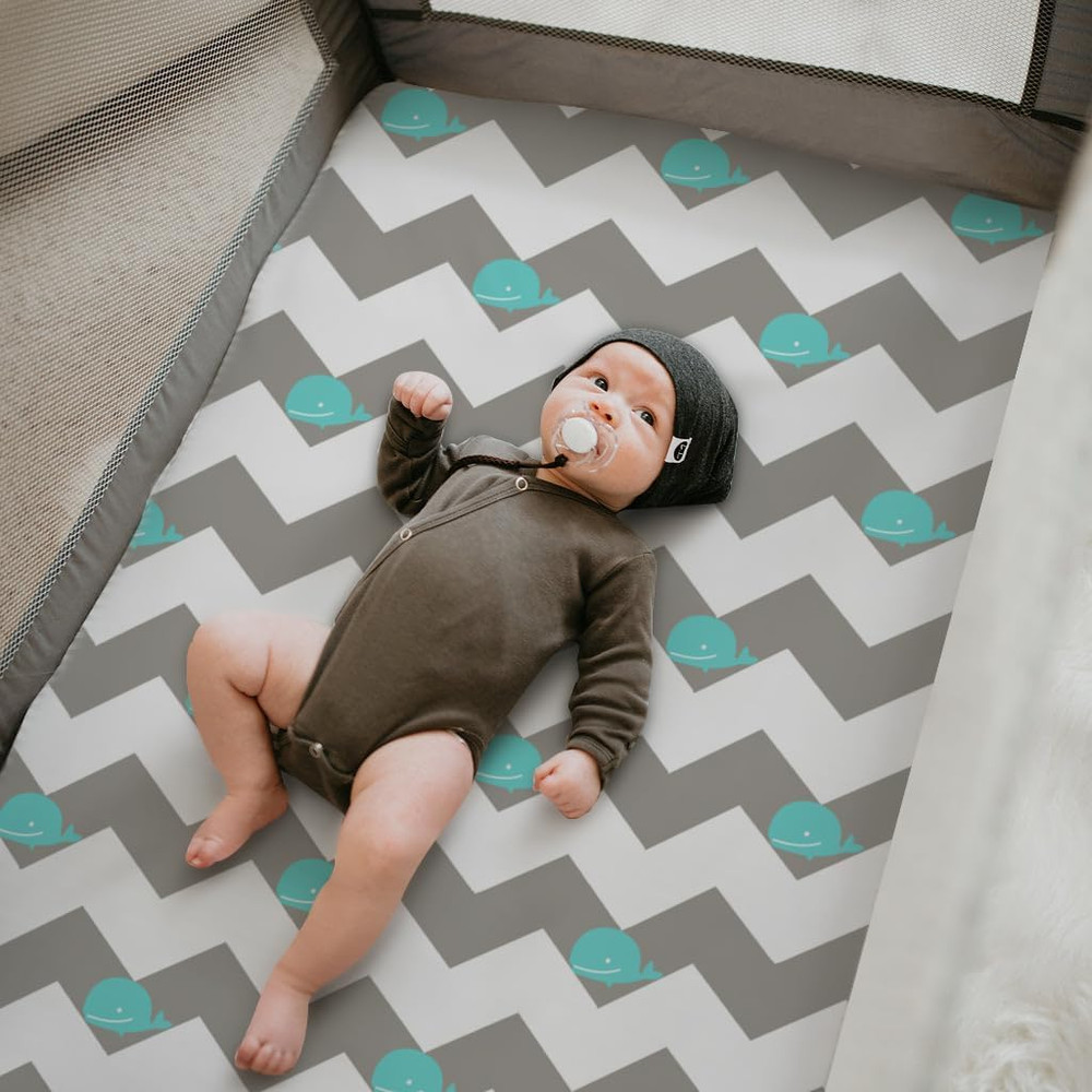 Stretchy Pack and Play Fitted Sheets: 2 Pack Mini Crib Sheets 38X26 - Soft Cozy