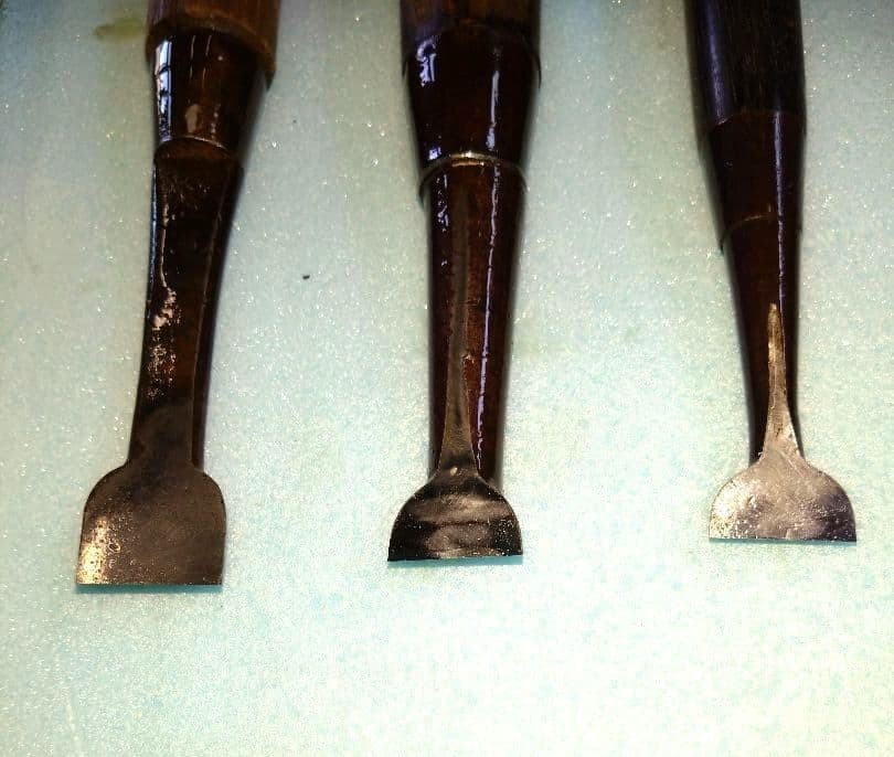 Chisel Set 3pc Blackened Honed for Fine Detail Work Small Hand Tool Kit