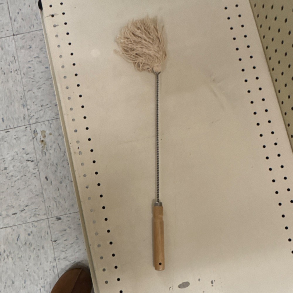 Handheld Duster Wood Handle Cotton Head Beige Cleaning Tool