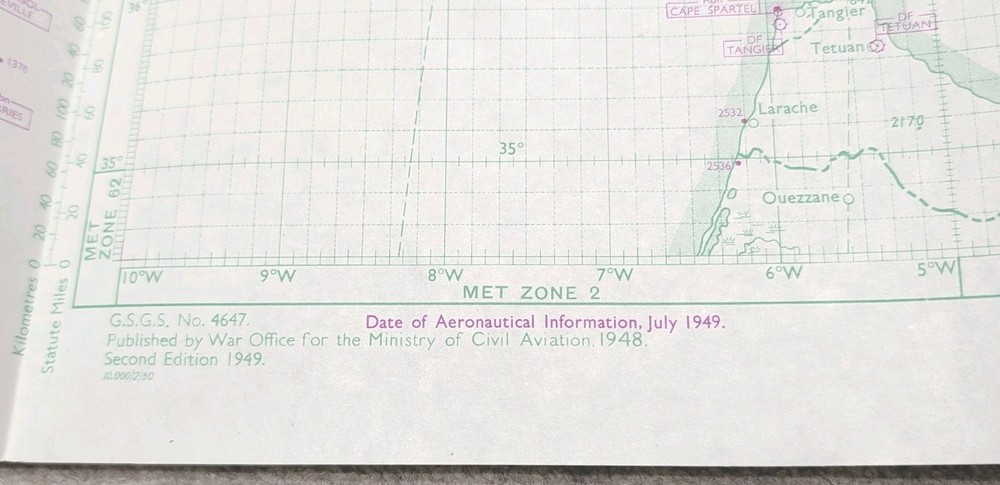 Original War Office Plotting map London-Gibraltar-Malta 1949 With Ops Markings