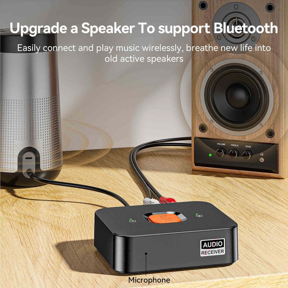 Bluetooth 6.0 Audio Adapter Wireless Receiver for Old Speakers System 3.5mm RCA