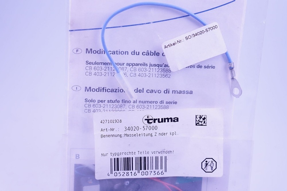 Truma 34020-57000 Ground Cable/Igniter for Combi Heaters Original Packaging NEW
