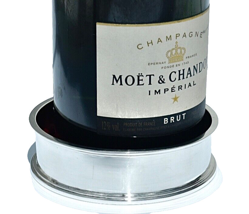 Superior Large & Very Heavy Solid Silver 925 Champagne/Wine Bottle Coaster, 266g