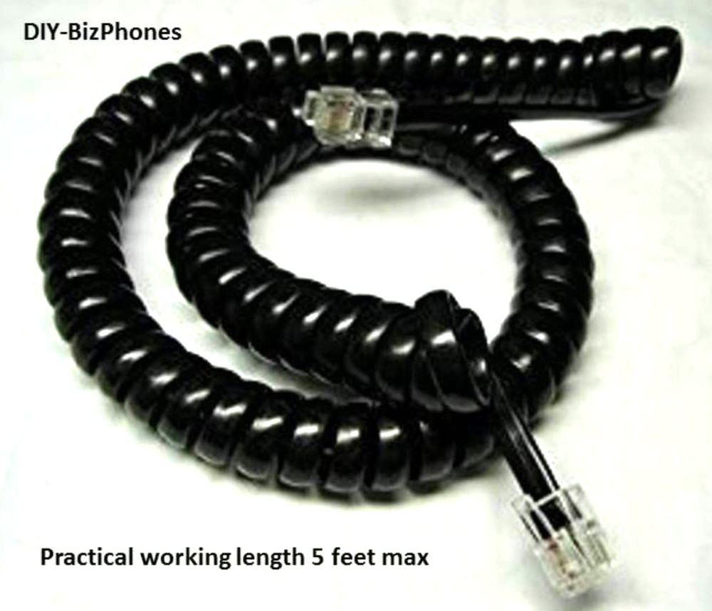 2-Pack Black 9Ft Blue Donuts Phone Handset Cord Big Button Curly Coil