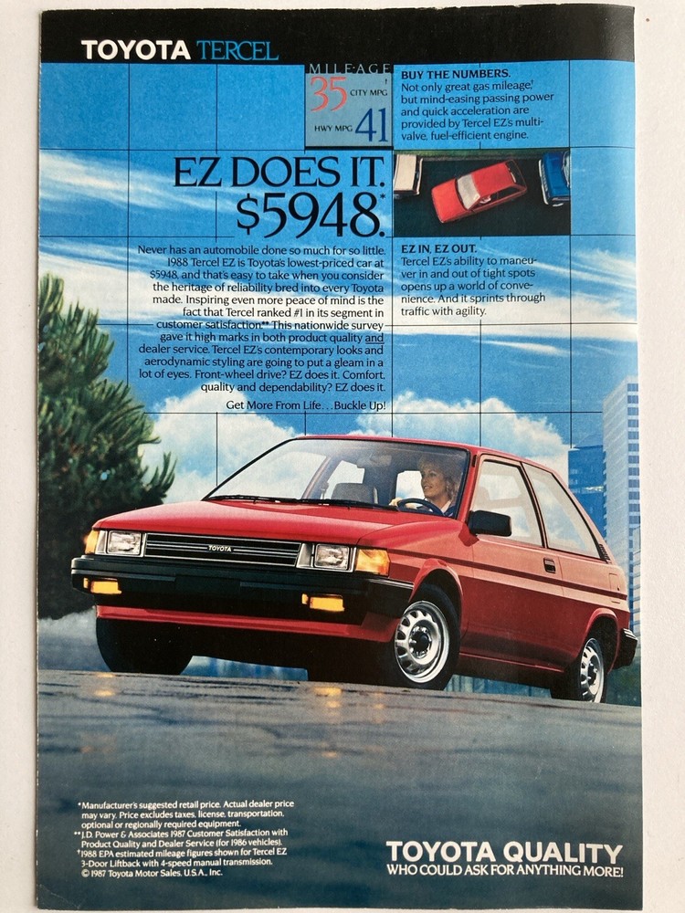 1988 Toyota Tercel Print Ad