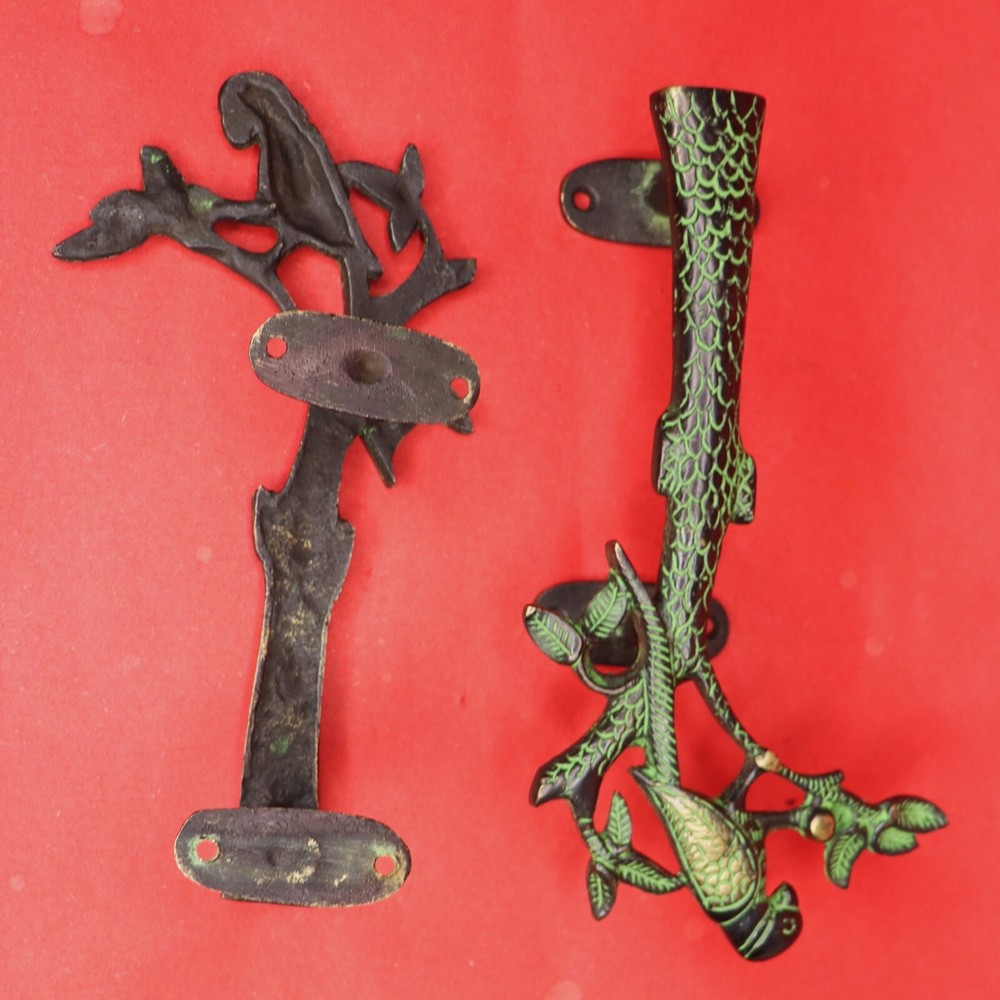 Bird on Tree Shape Vintage Style Handmade Brass Cabinet Almirah Door Pull Handle