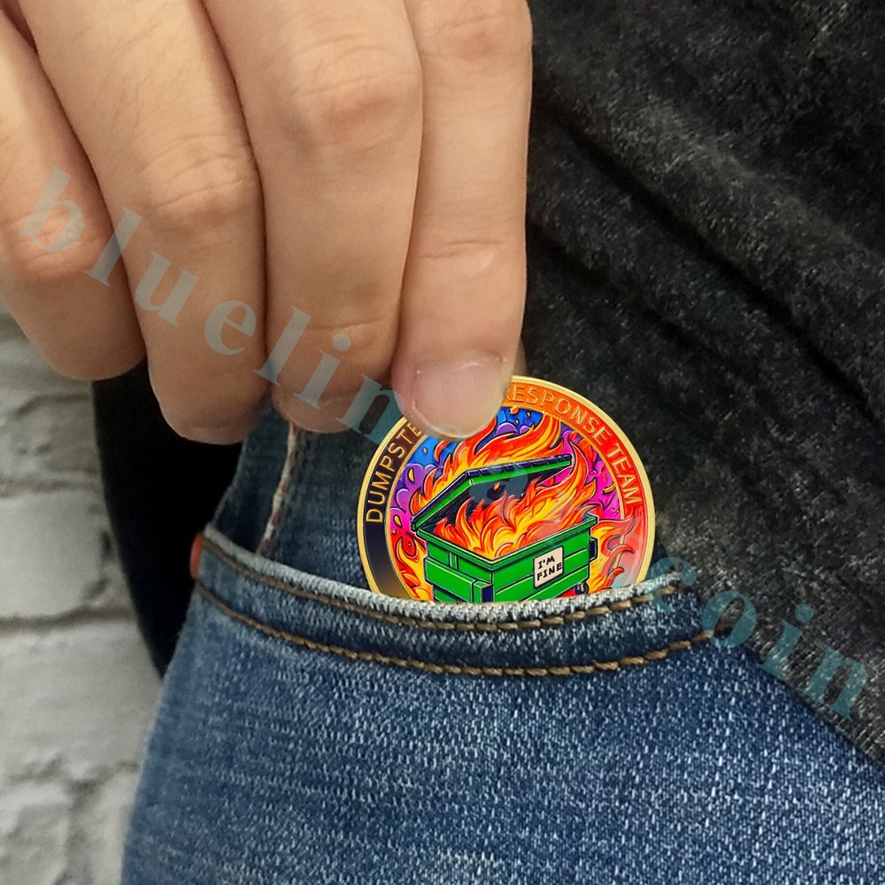 Inspirational Skull Dumpster Fire Challenge Coin - Dumpster Fire Response Team