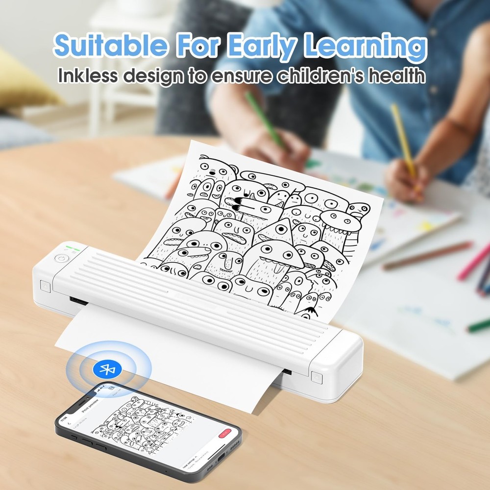 Odaro Portable Wireless Printer - P831 Thermal Transfer Printer, Small Busine...
