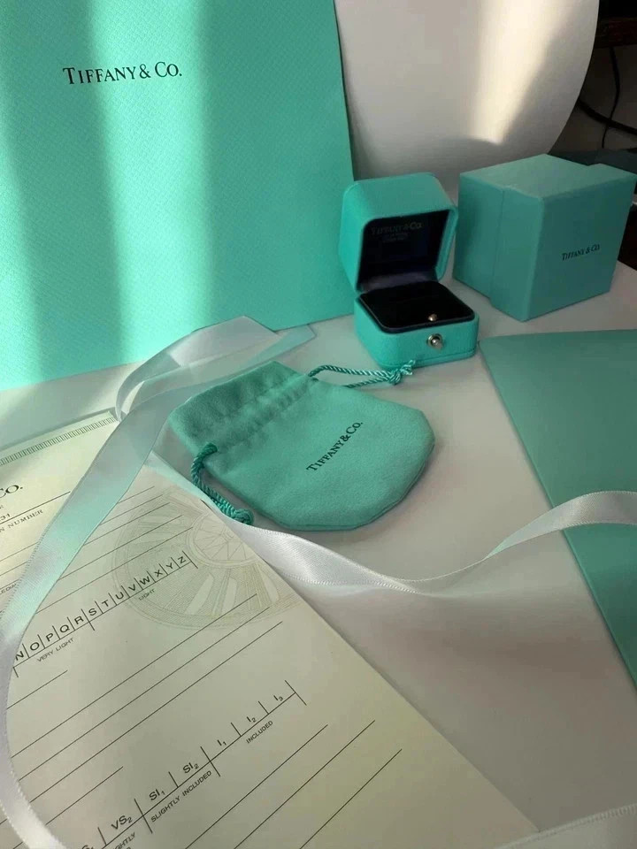 Tiffany & Co Engagement Ring Box + Outer Box + Pouch + Certificate + Folder +Bag