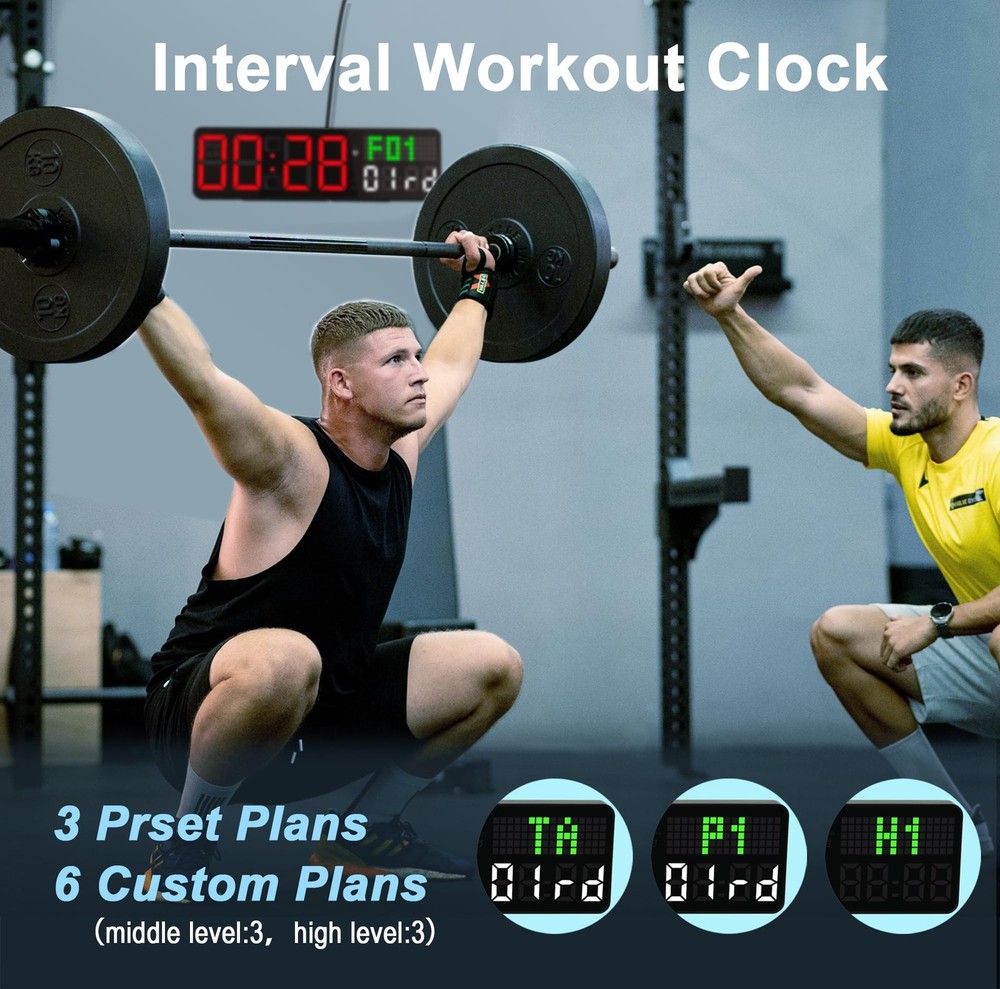 LUCORB Gym Clock Timer, Workout with Seconds | 5 Display Large, Black