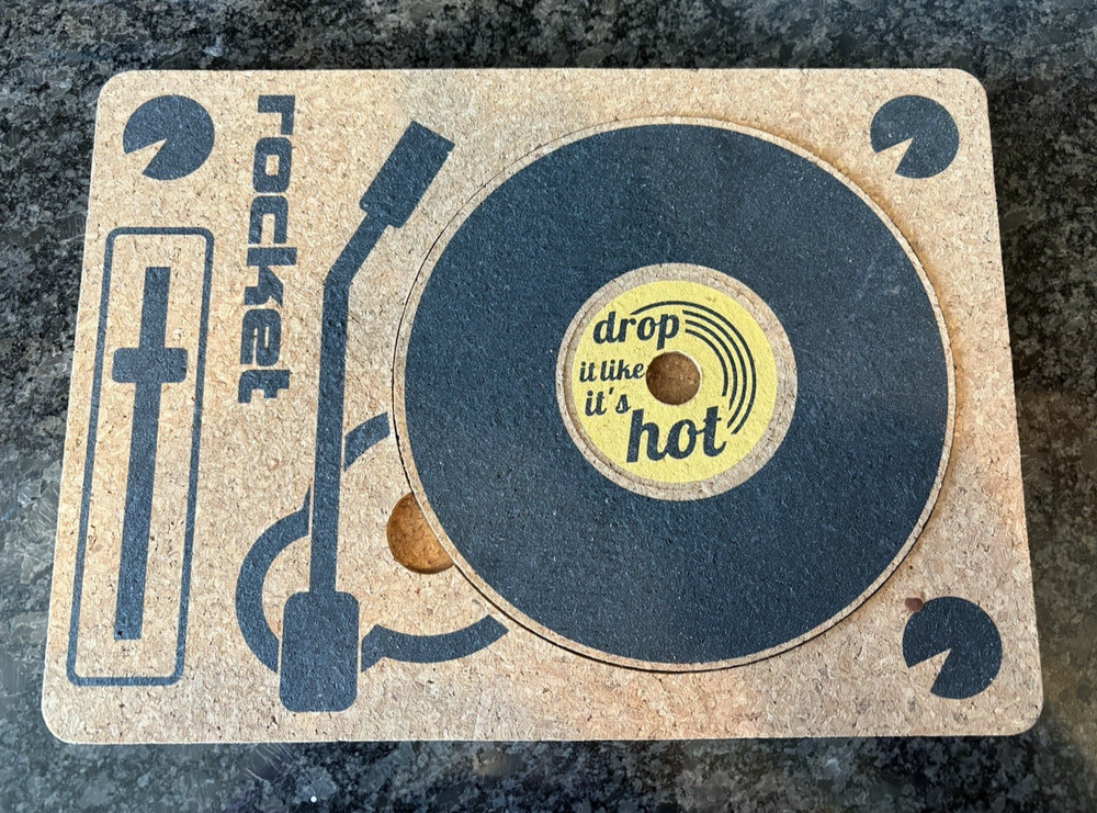 Unique Rocket Turntable Cork Trivet Hot Pad