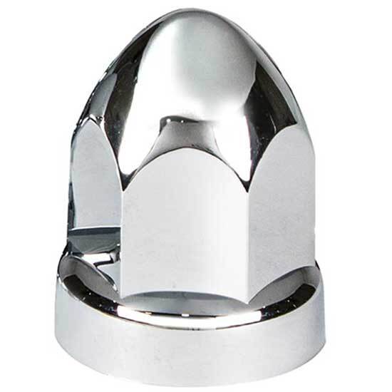 Chrome Push On 33 MM Nut Covers With Flange, Bullet Style - 20 Pack