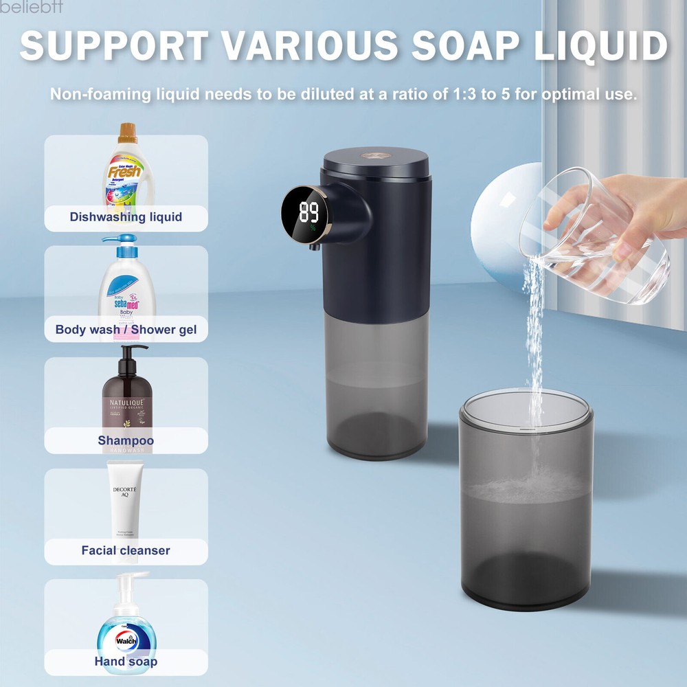 Liquid Automatic Soap Dispenser 10.14OZ Smart Soap Dispenser 3 Levels Adjustable
