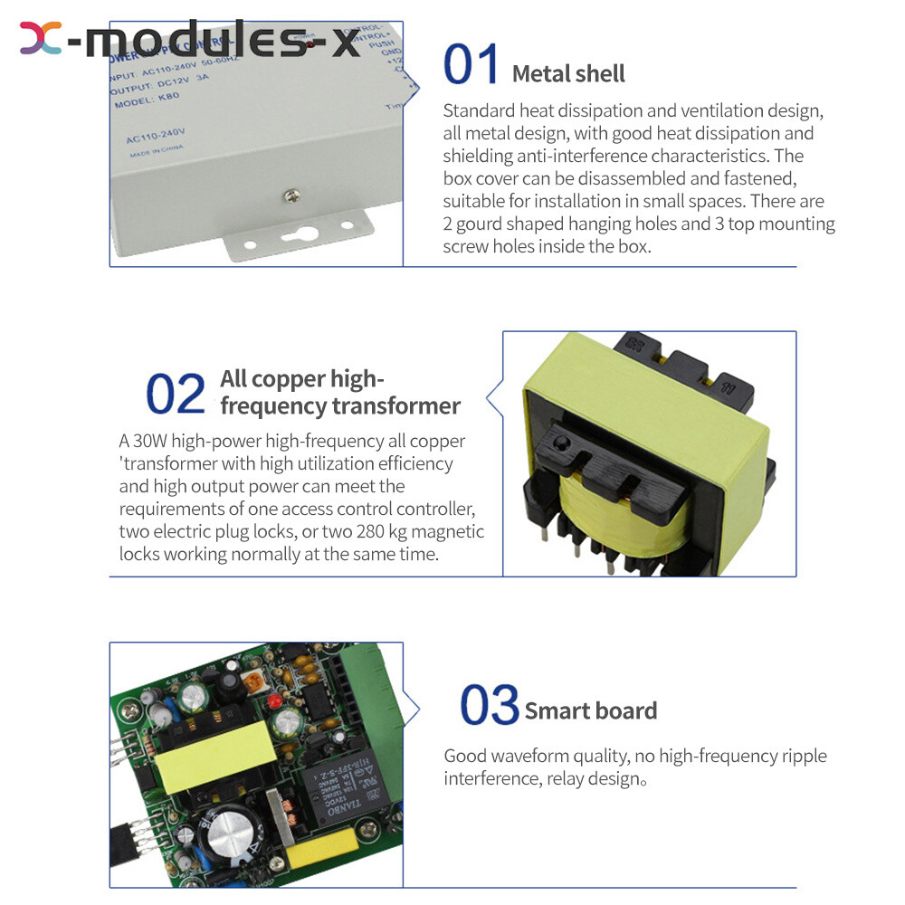 12V 3A Door Access Control Power Supply Controller Power Box For Intercom System