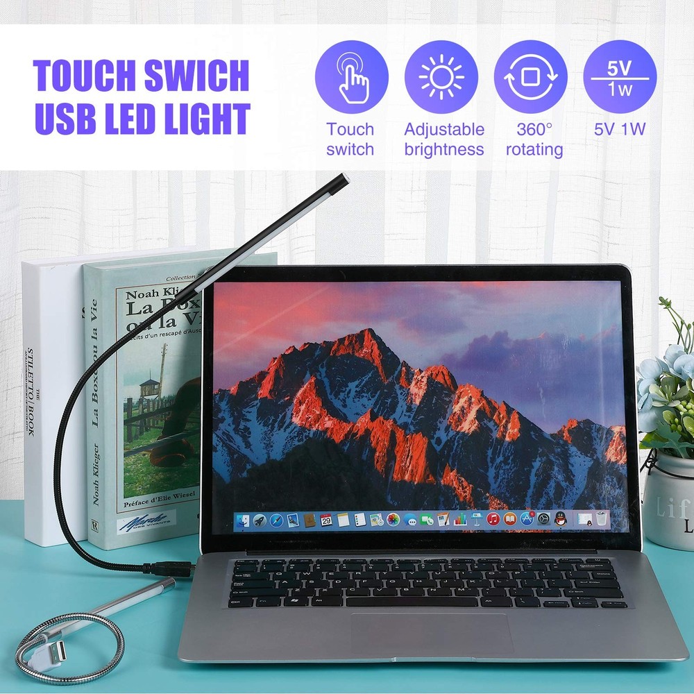 Mudder 2 Pieces USB LED Light for Laptop Keyboard Medium, Black, Silver