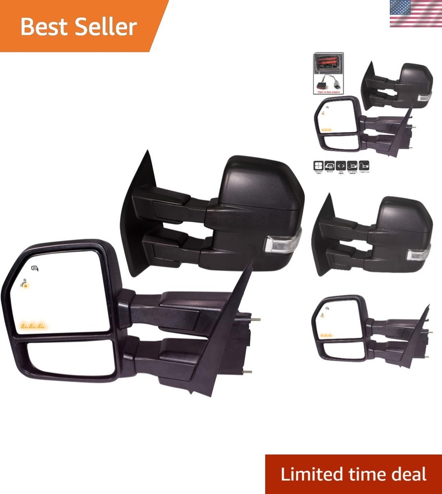Foldable Towing Mirrors for 2015-2018 Ford F-150 - Heating & Puddle Features