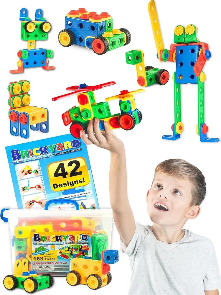 Brickyard Building Blocks Stem Educational Construction Engineering Blocks 163Pc