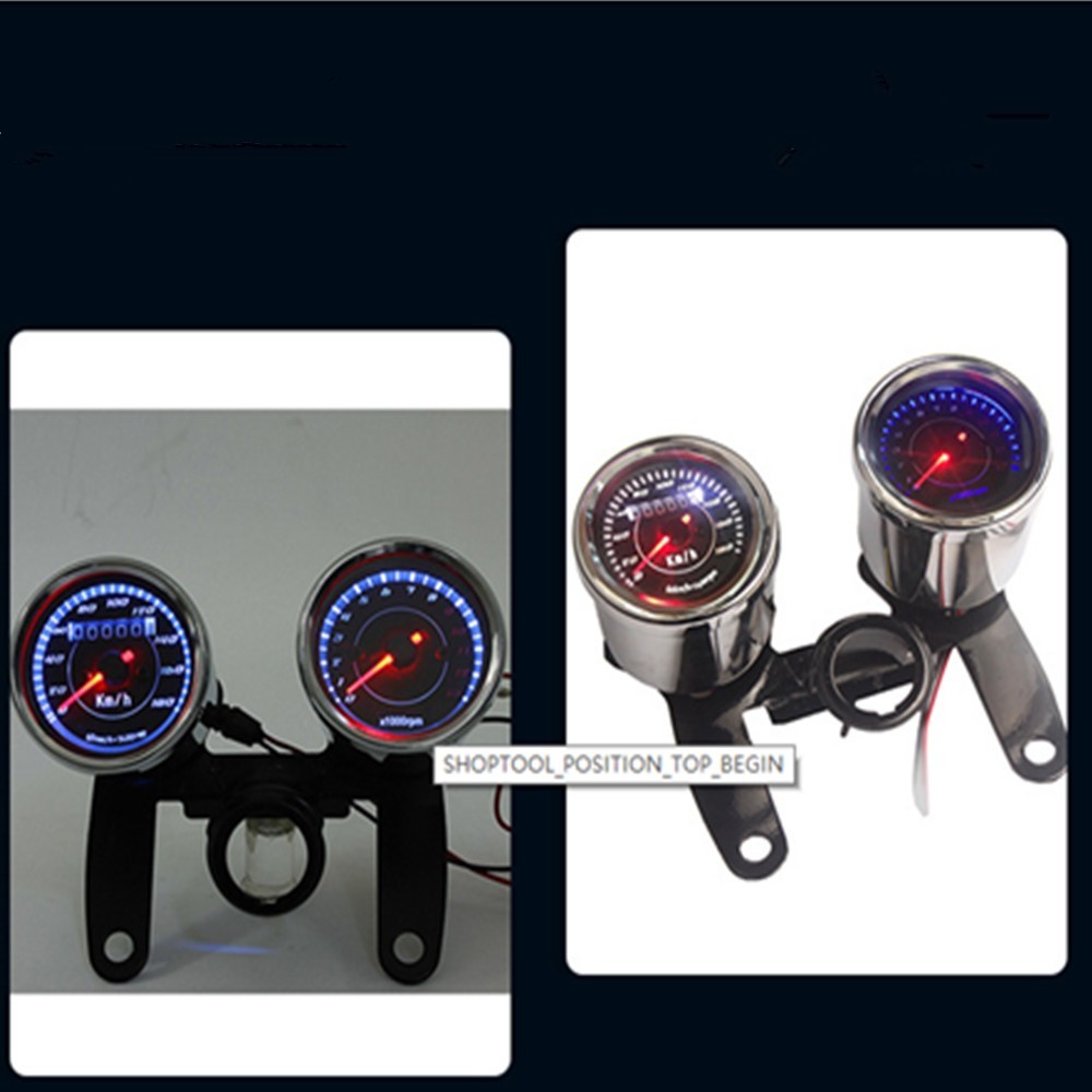Universal Motorcycle LED Backlight Odometer Tachometer Speedometer Gauge Touring