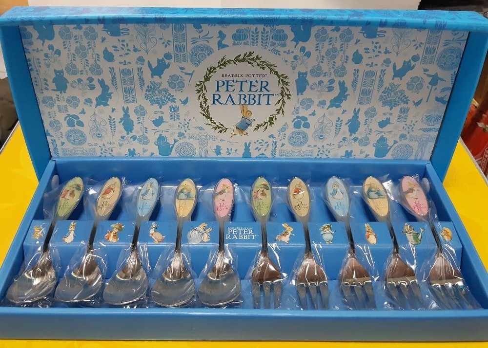 Peter Rabbit Spoon & Fork 10 piece set Silver Color Cutlery Unused