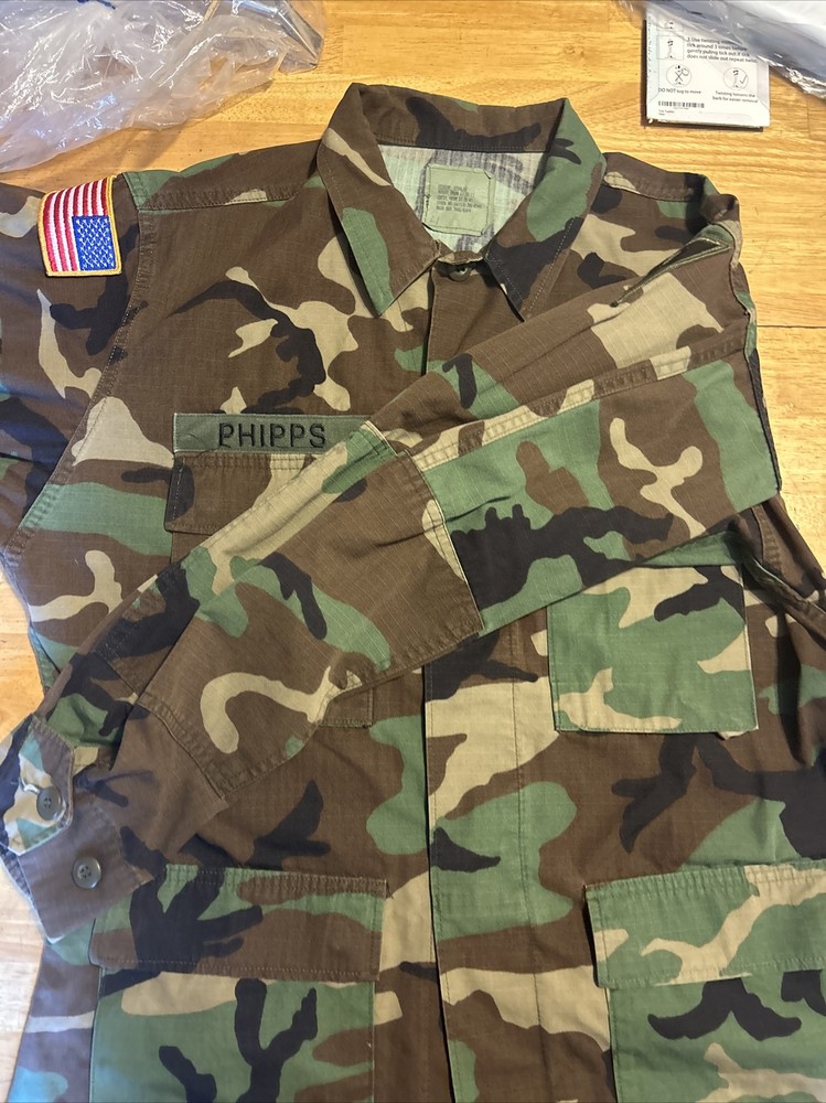 Woodland Camo Coat Hot Weather Medium Regular Combat Pattern With Patch’s H4