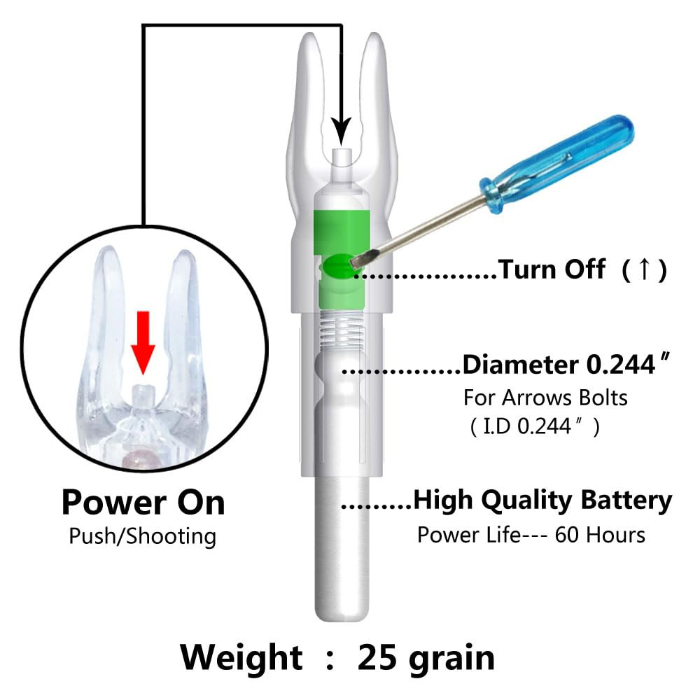 9PCS S Lighted Nocks for Arrows with .244 Inside Diameter Automatic Compound ...
