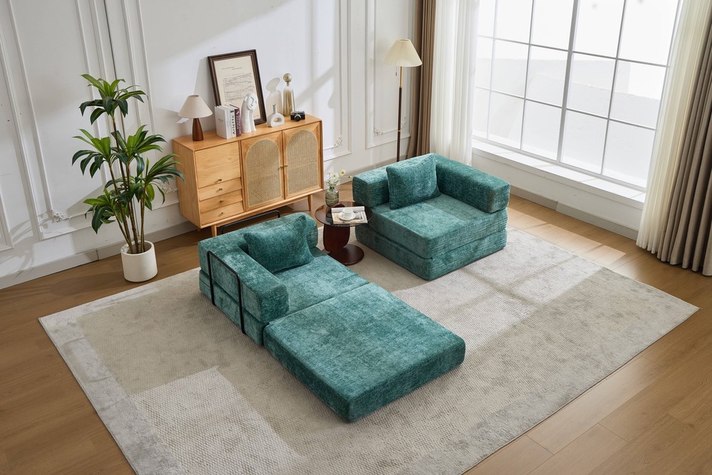 Convertible Fold Out Sleeper Sofa Bed, Floor Couch Loveseats w/Fixed-Shape Frame