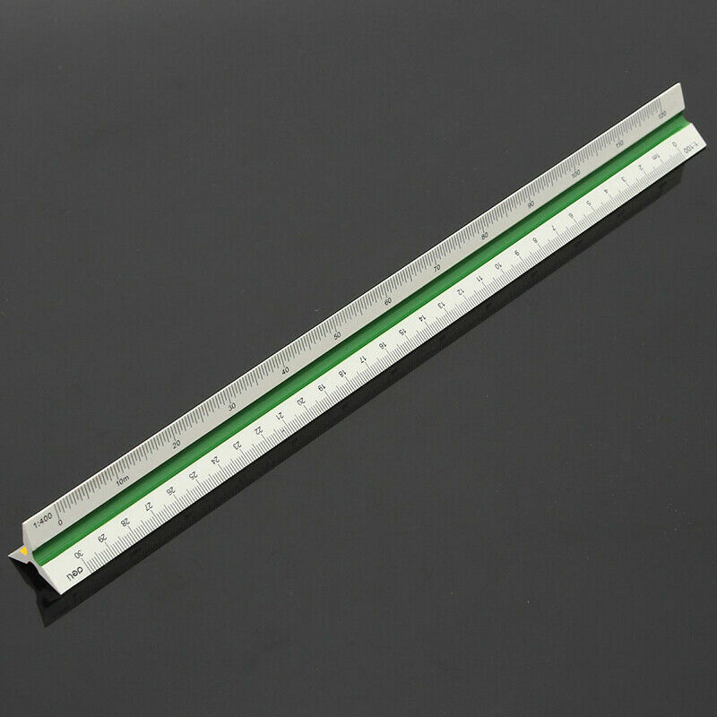 Triangular Scale Ruler 30cm/12" Solid Plastic Metric Architect Engineers
